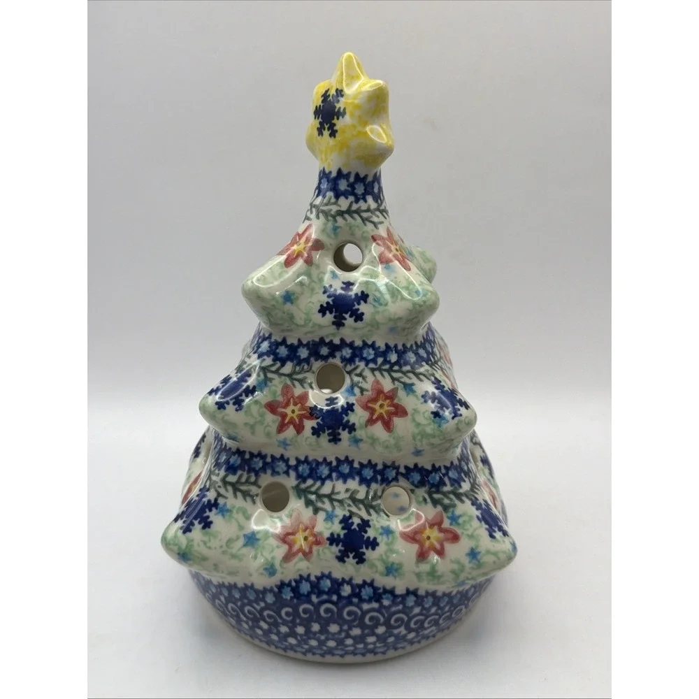 Unikat Polish Pottery Christmas Tree Votive 8.5
